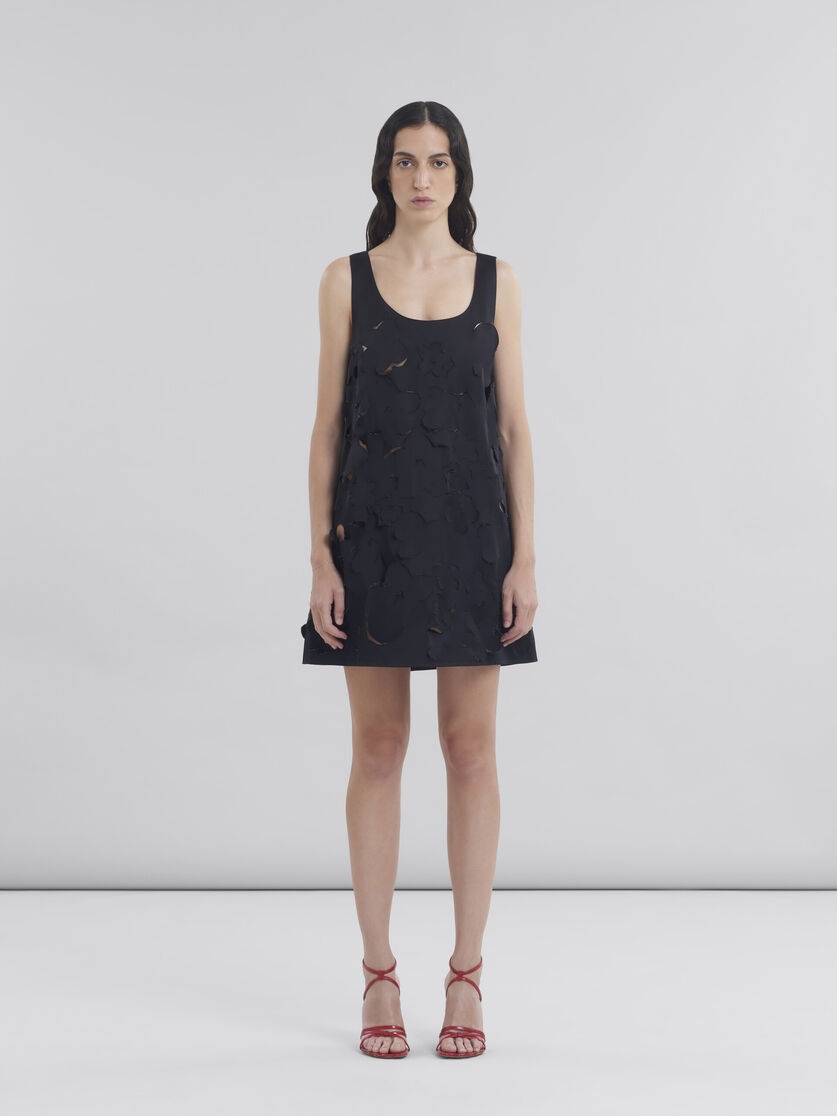 FLARED DUCHESS SATIN DRESS WITH CUT OUT DETAIL - 2