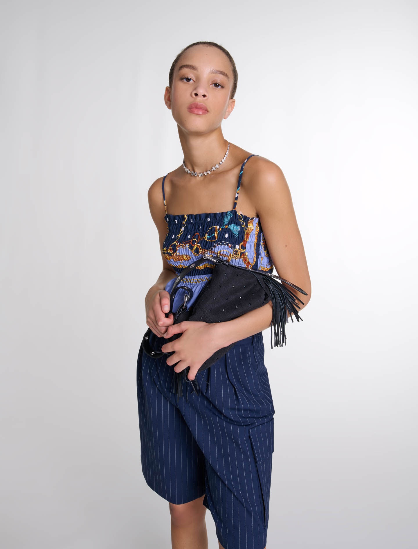 Printed smocked crop top - 5