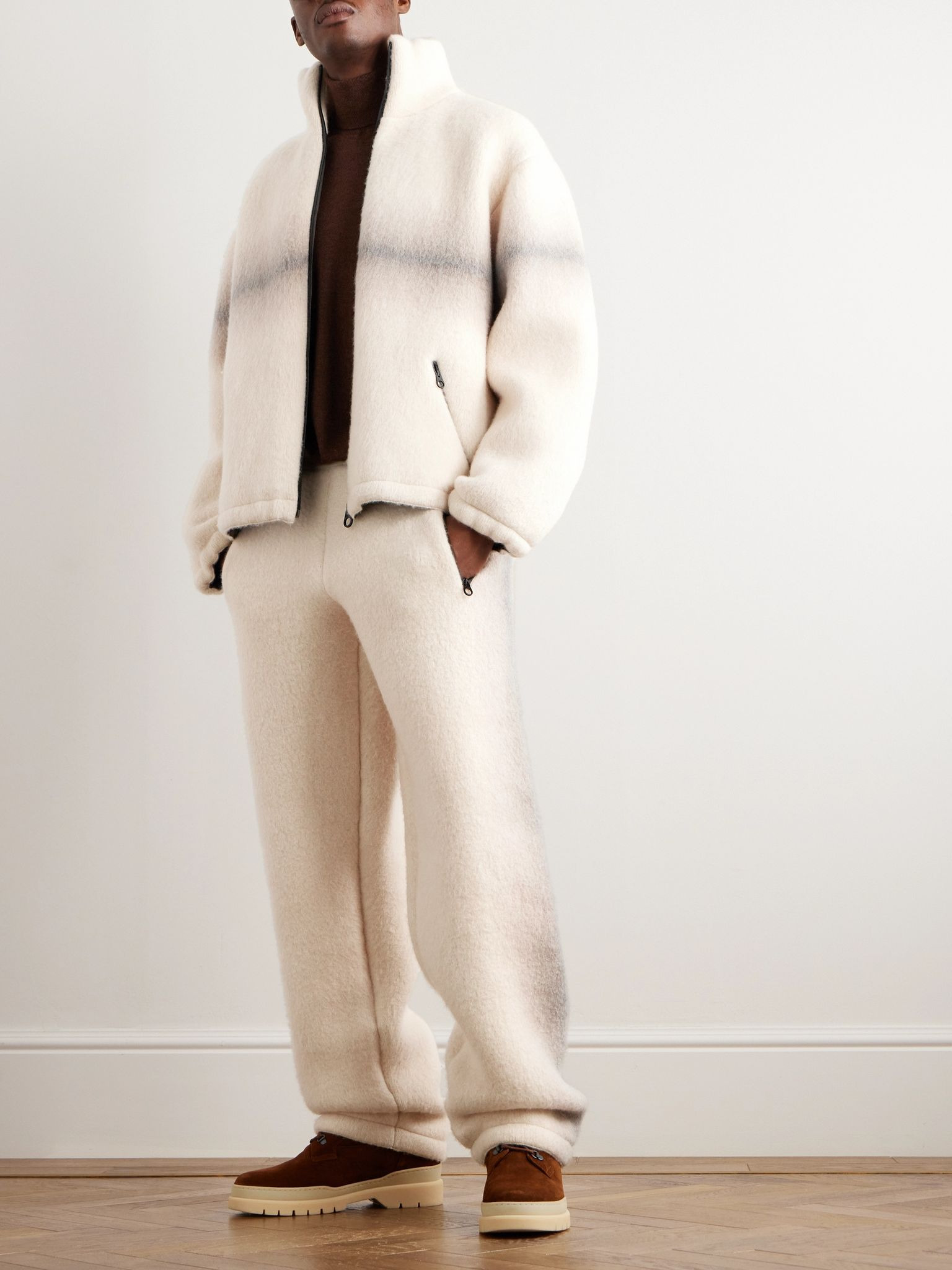 Straight-Leg Dégradé Cashmere-Fleece Sweatpants Beige - 2