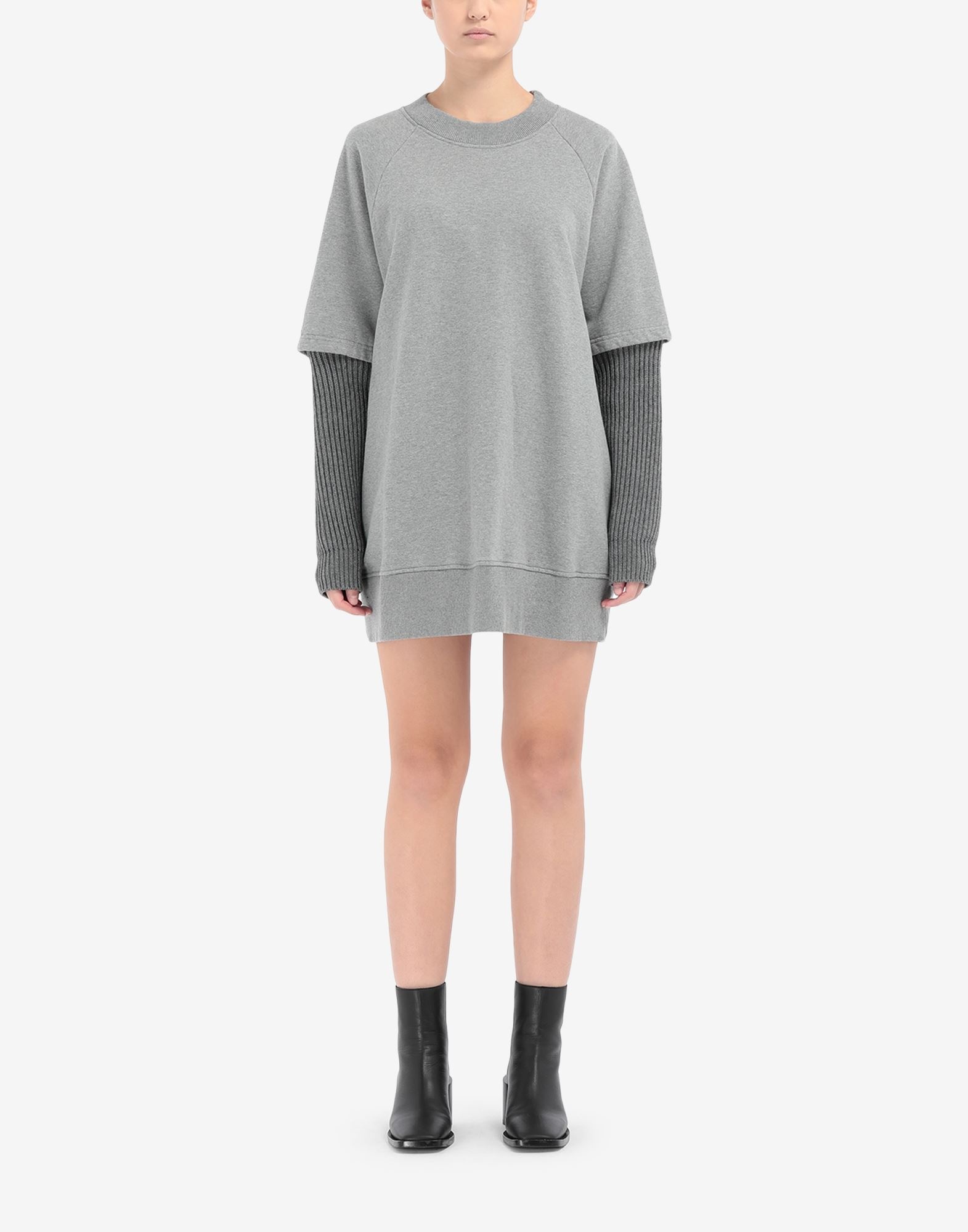 Ribbed sleeve sweatshirt dress - 2