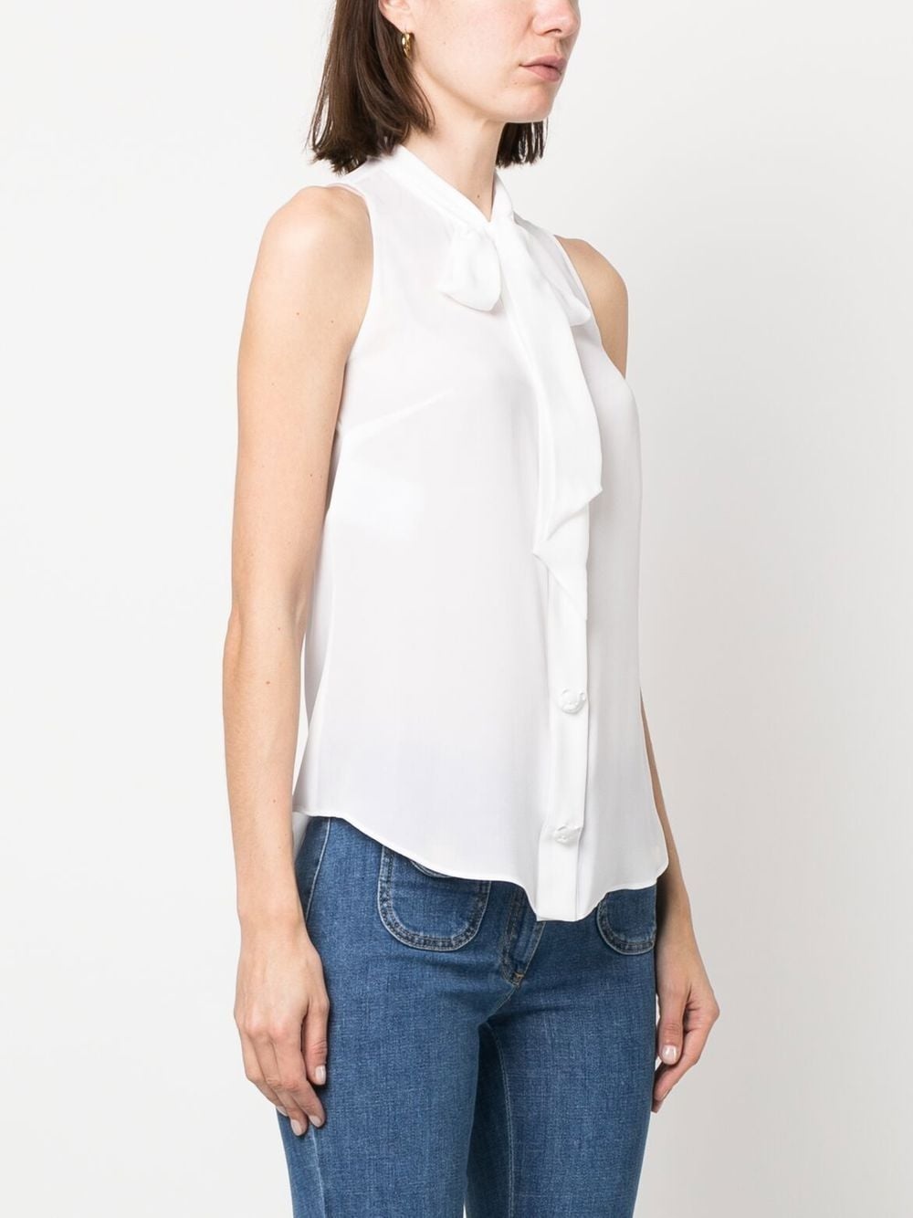 pussbow-collar sleeveless blouse - 3