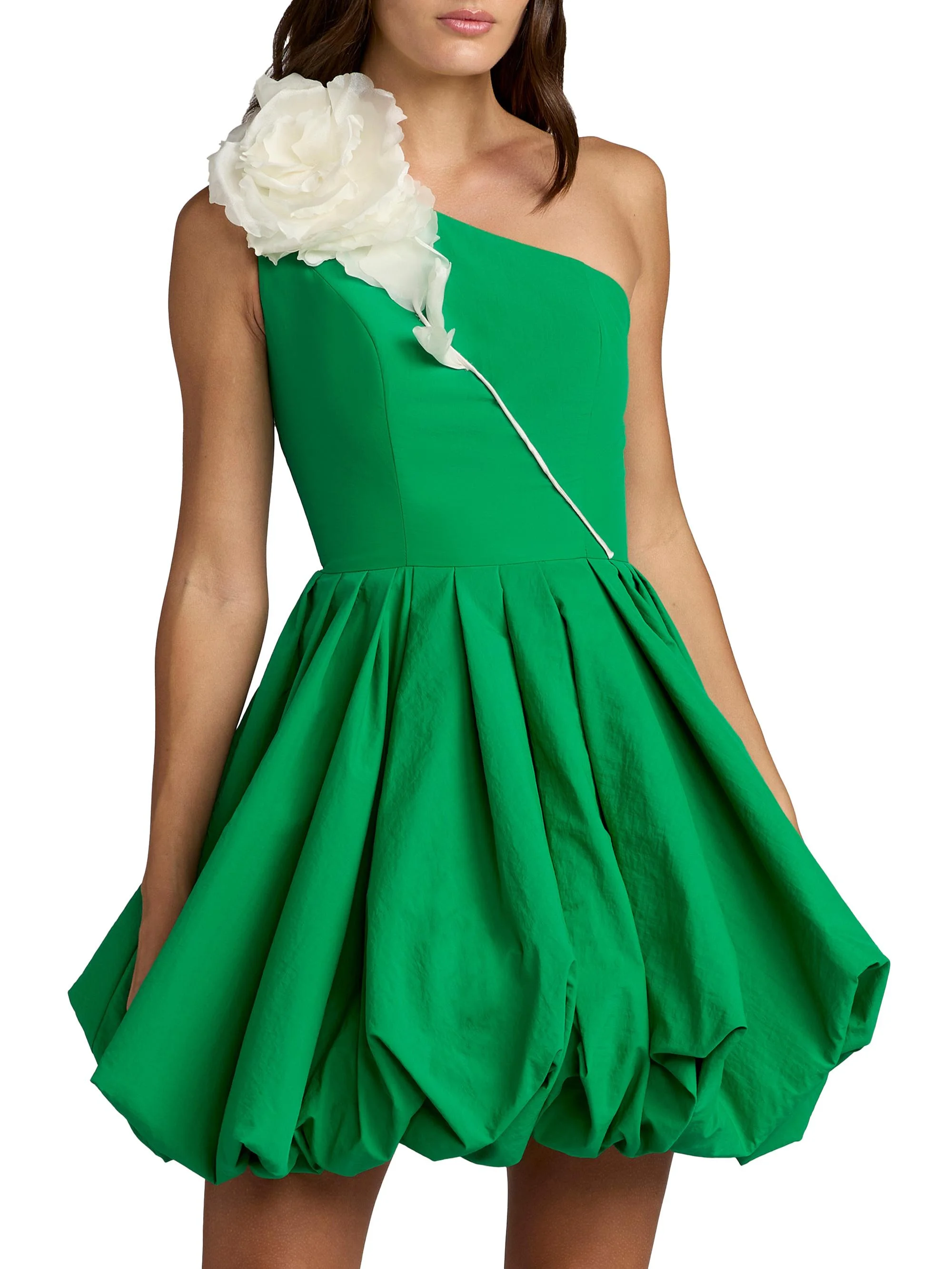 Women's Appliqué Faille Bubble-Hem Minidress - Spring Green - 1