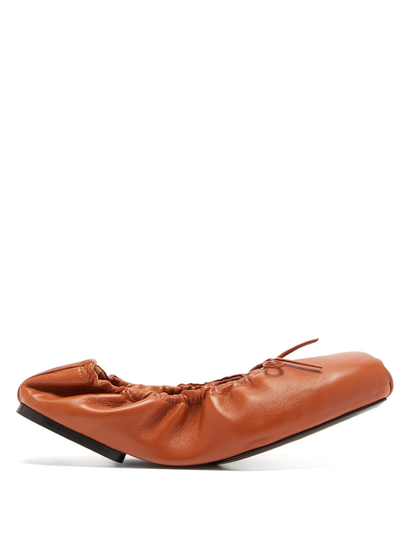 Gathered leather ballet flats - 1