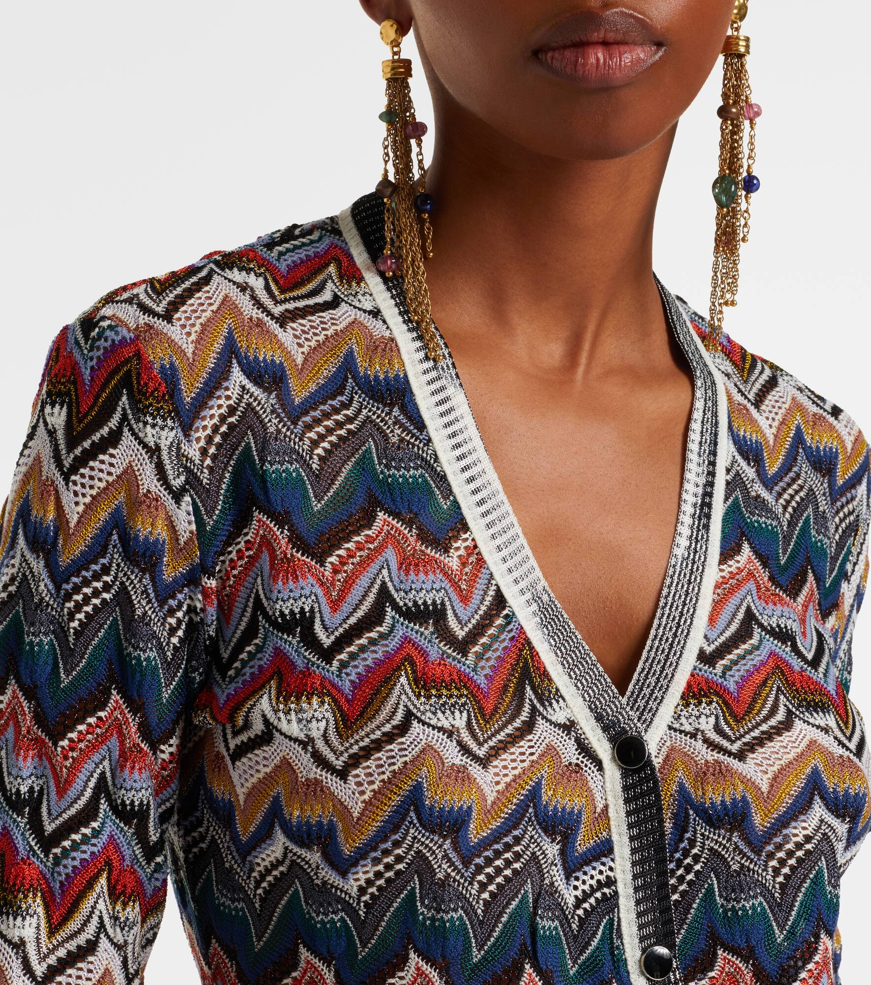 Zig Zag lamé cardigan - 4