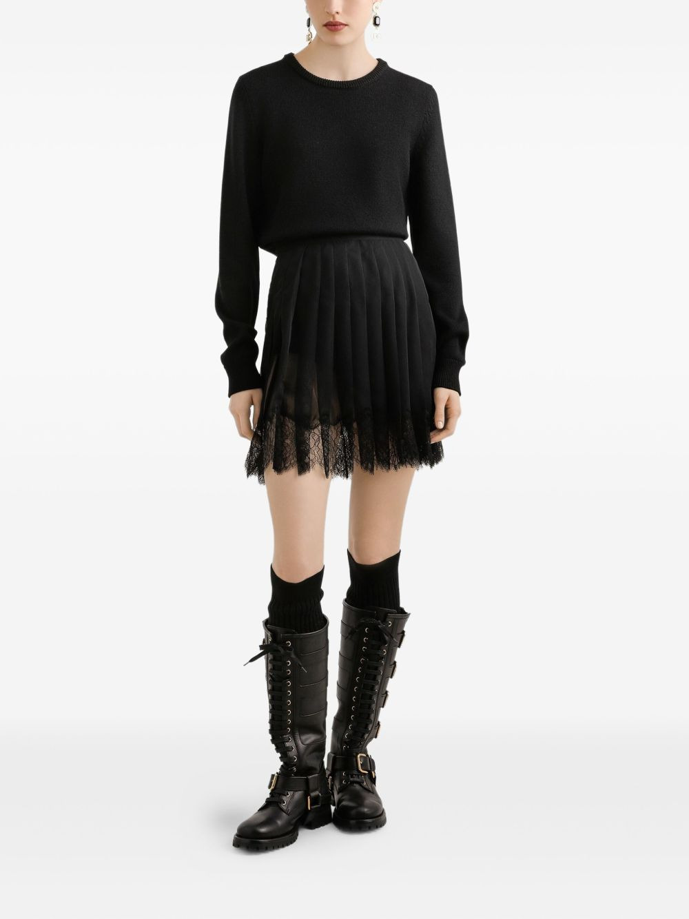 pleated lace mini skirt - 2