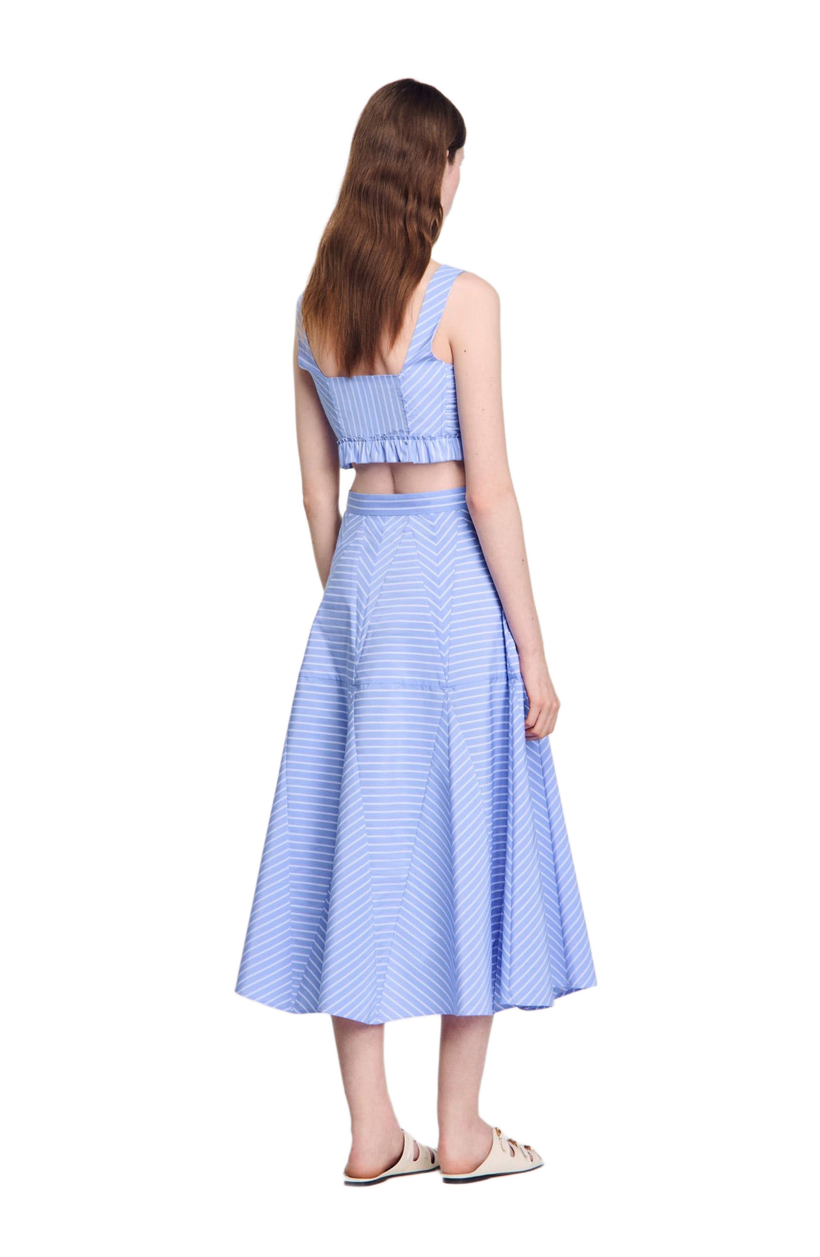 SANDRO Long striped skirt in Blu /White at Nordstrom - 2