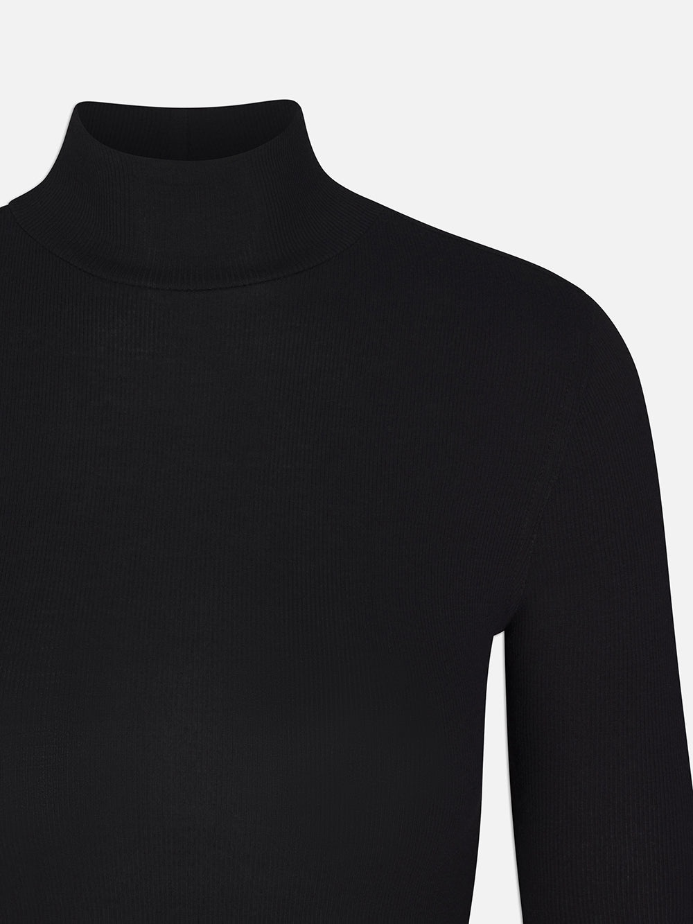 Rib Turtleneck in Black - 3