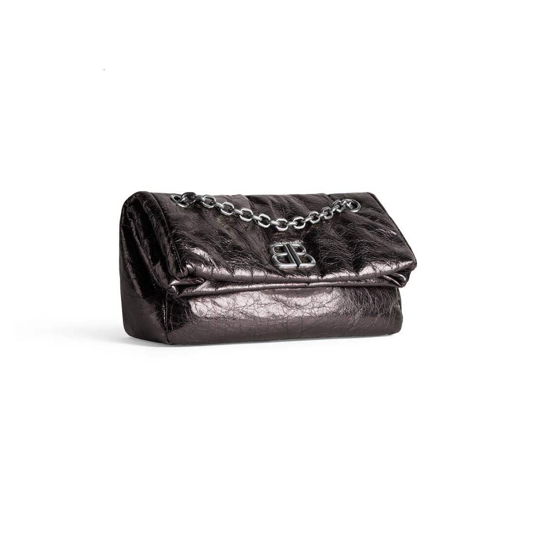 Women's Monaco Small Chain Bag Metallized in Dark Grey - 4
