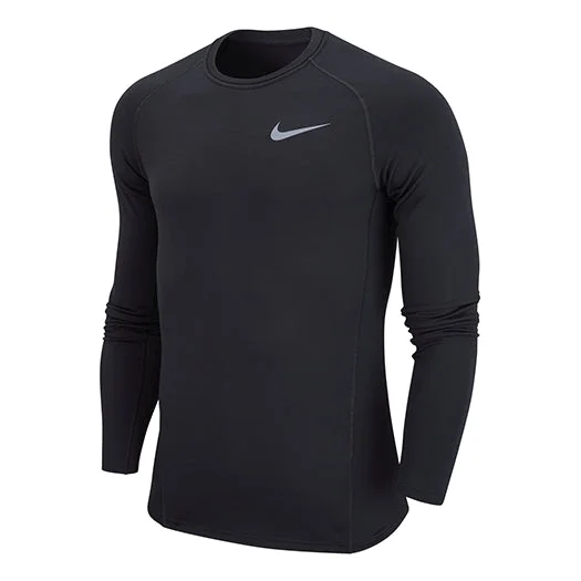 Men's Nike Round Neck Knit Breathable Long Sleeves Black T-Shirt CZ4281-010 - 1