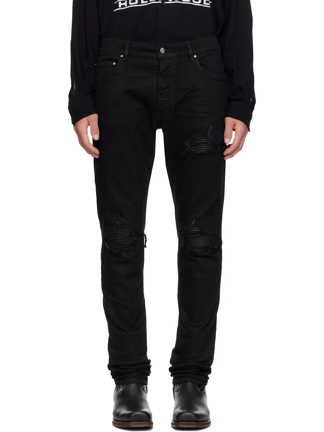 Black Waxed MX1 Jeans - 1