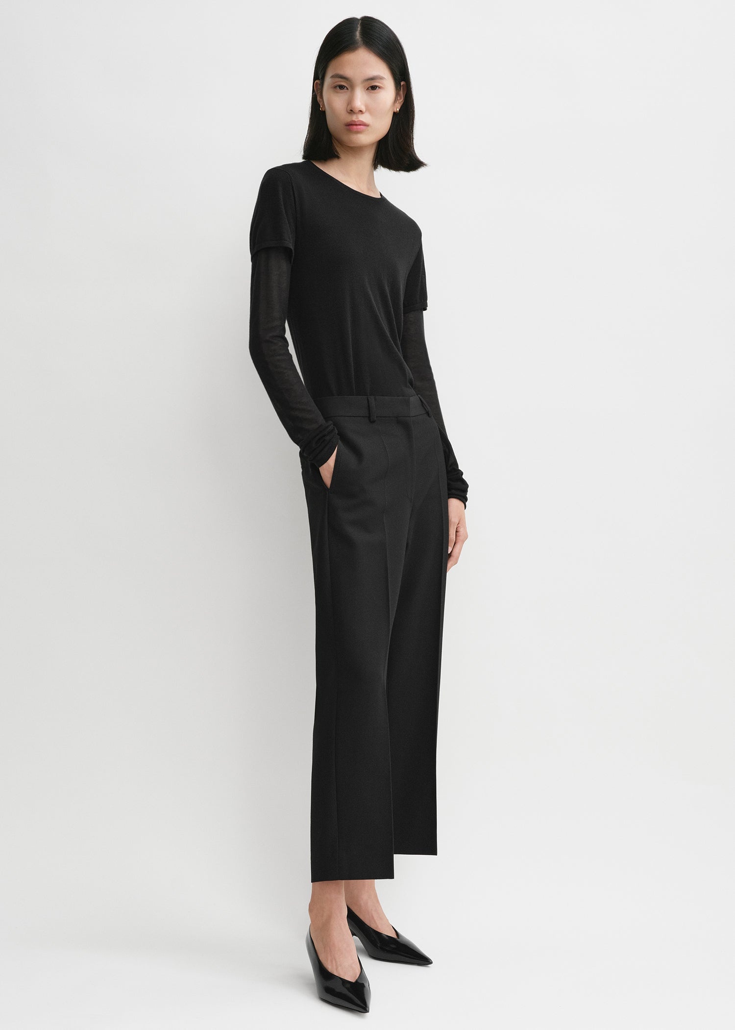 Straight cropped trousers black - 3