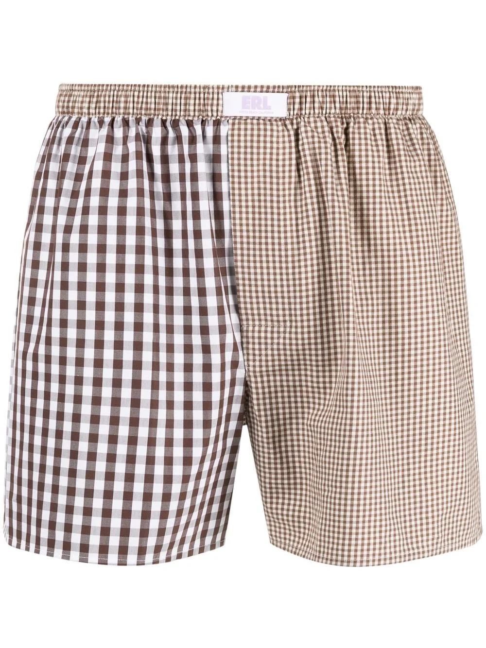 check-print panelled deck shorts - 1