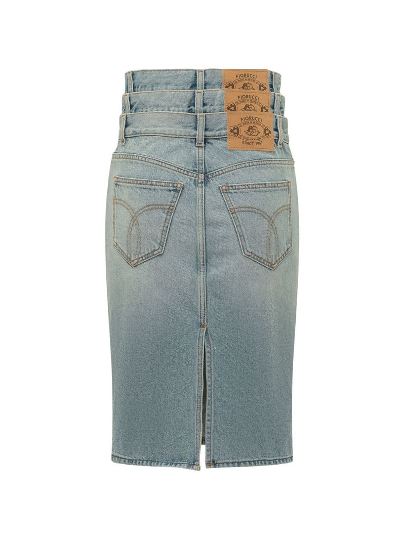 FIORUCCI triple-waistband denim skirt outlook
