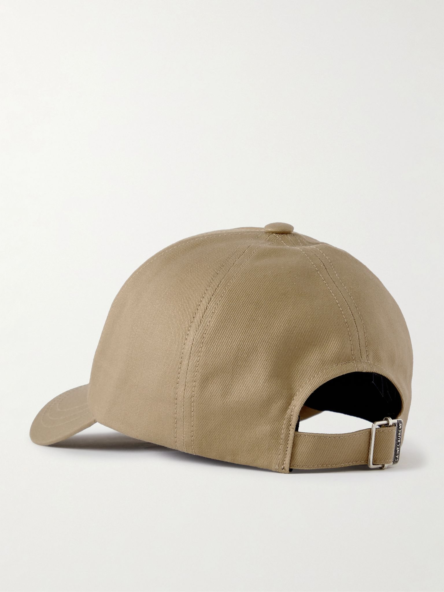 Embroidered cotton and linen-blend gabardine baseball cap Beige - 3