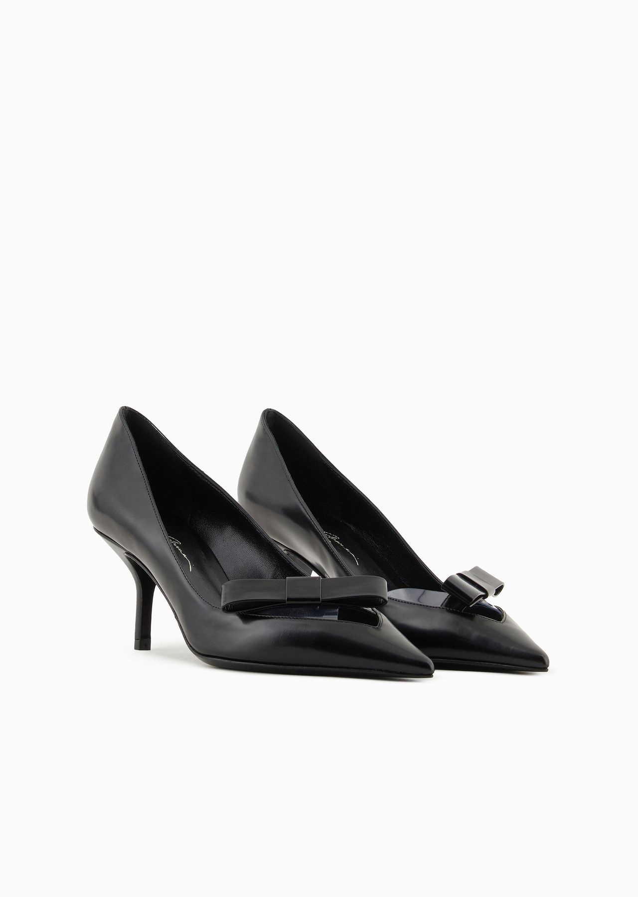 Brushed leather court shoes with bow - 2
