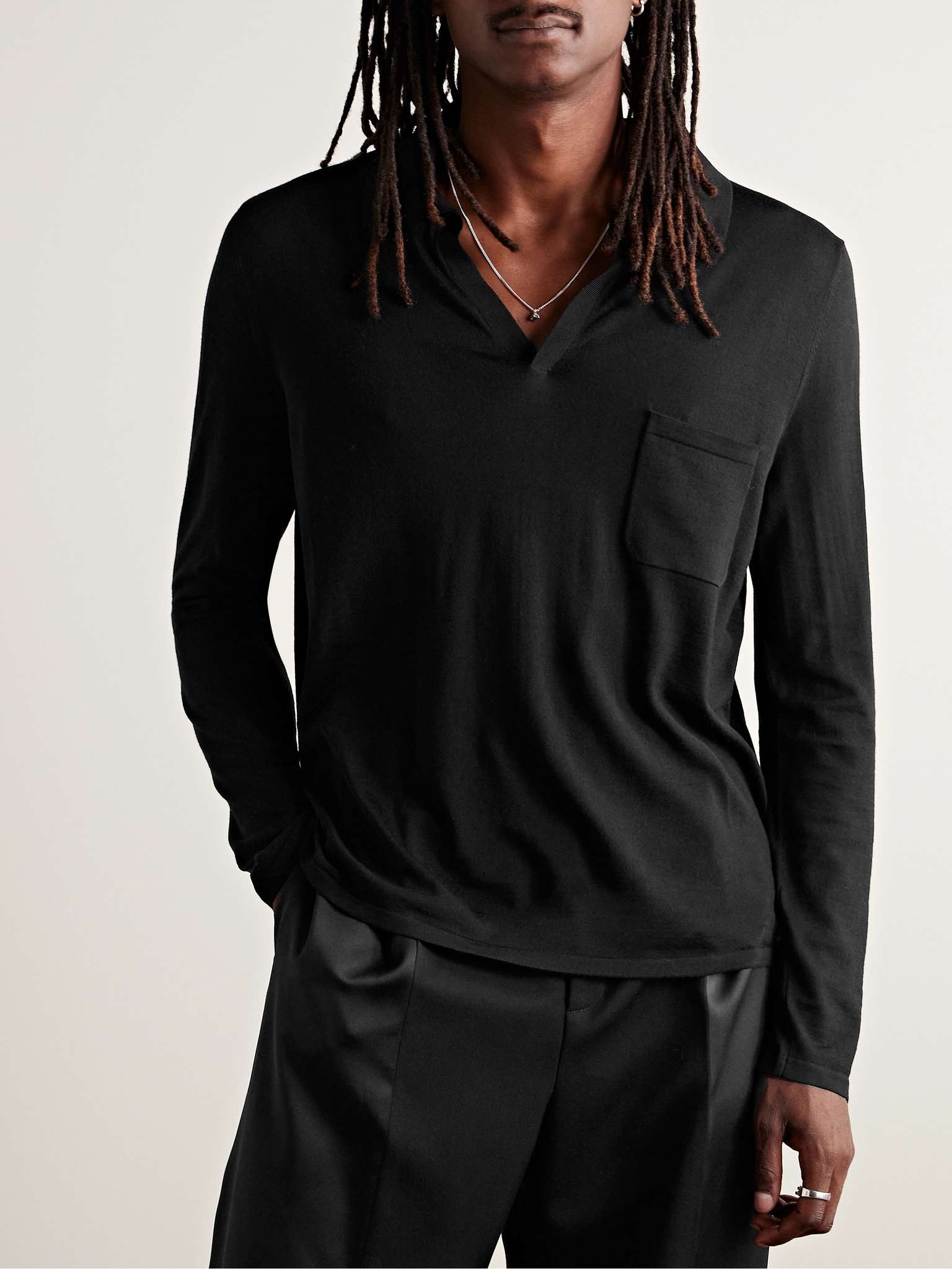 Logo-Embroidered Wool Polo Shirt - 6