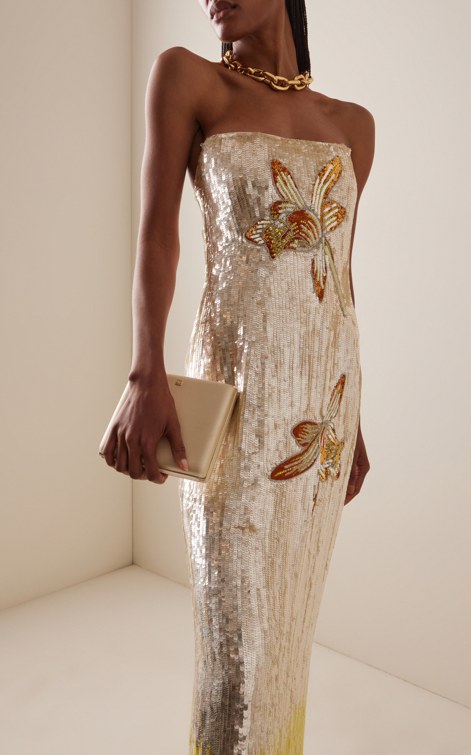 Esperanza Floral Sequined Gown gold - 3