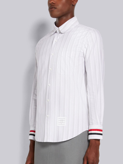 Thom Browne Medium Grey Stripe Oxford Stripe Cuff Straight Fit Round Collar Shirt outlook