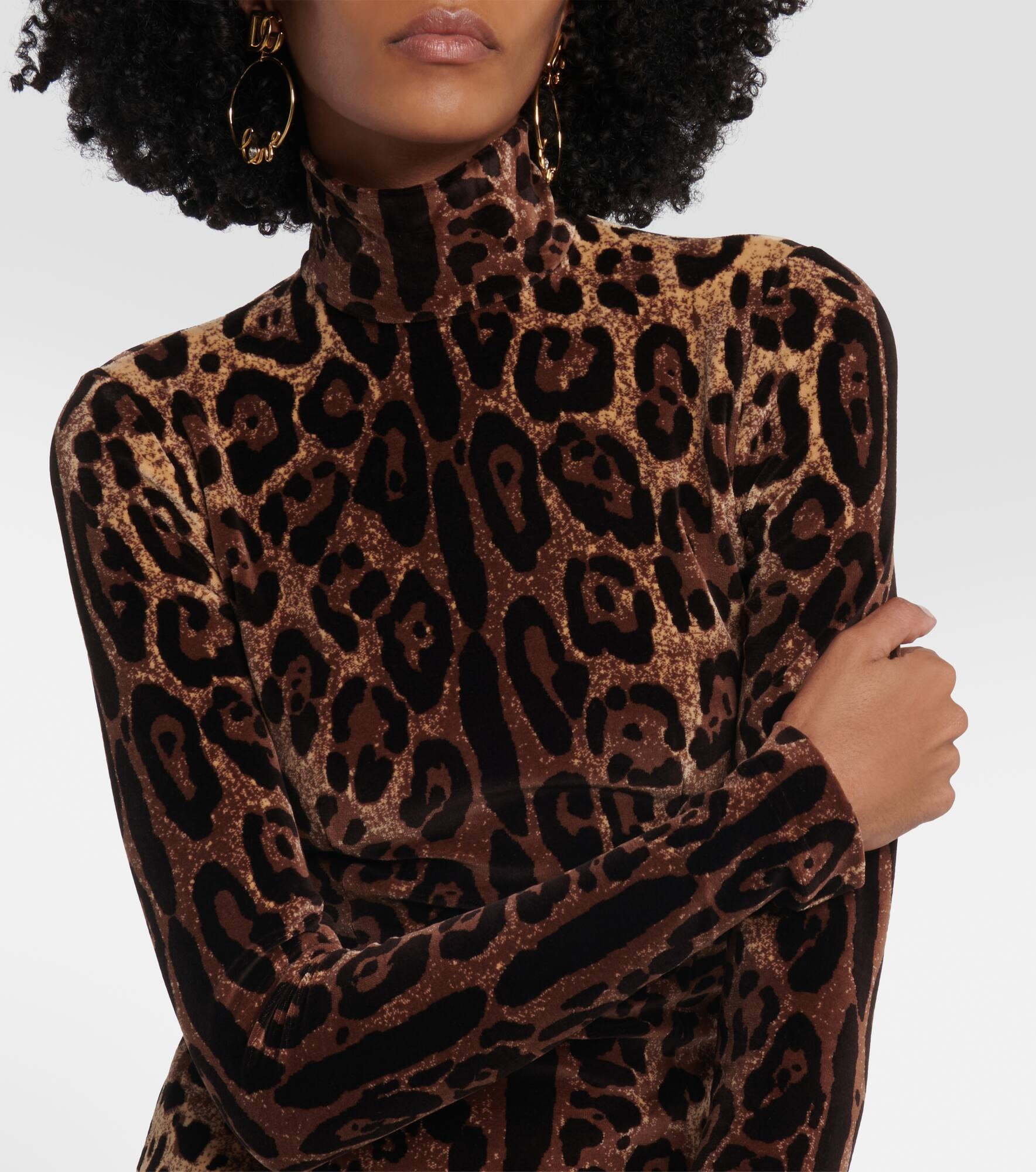 Jacquard leopard-print midi dress - 4