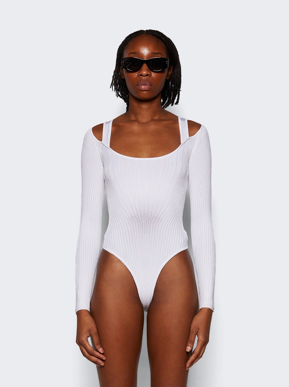 Sculpting Knit Bodysuit Off White - 3