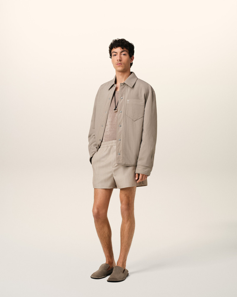 AMI Paris BEIGE CANVAS PADDED AMI DE COEUR OVERSHIRT outlook