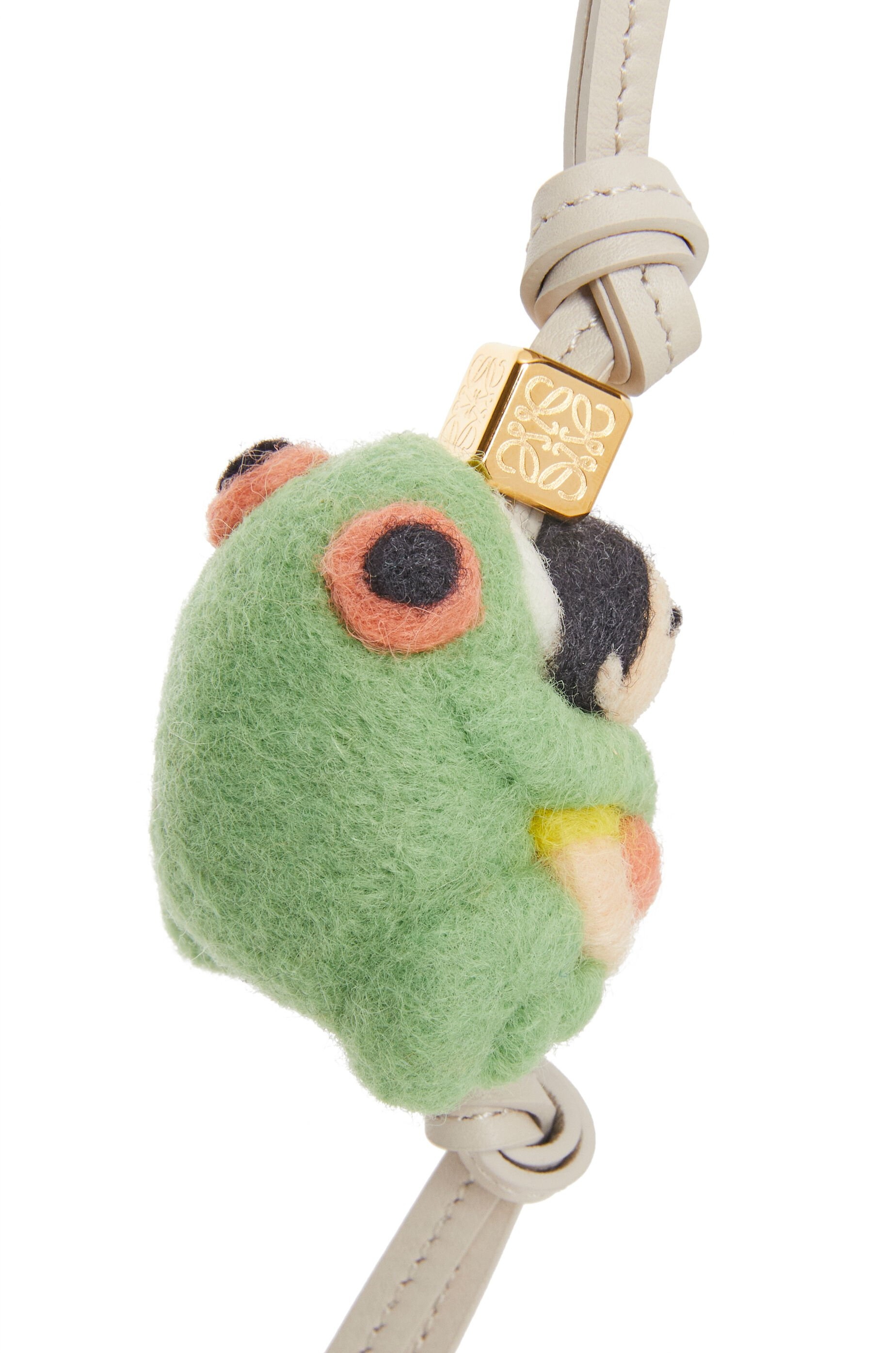 Frog with Kid charm in felt and calfskin - 2
