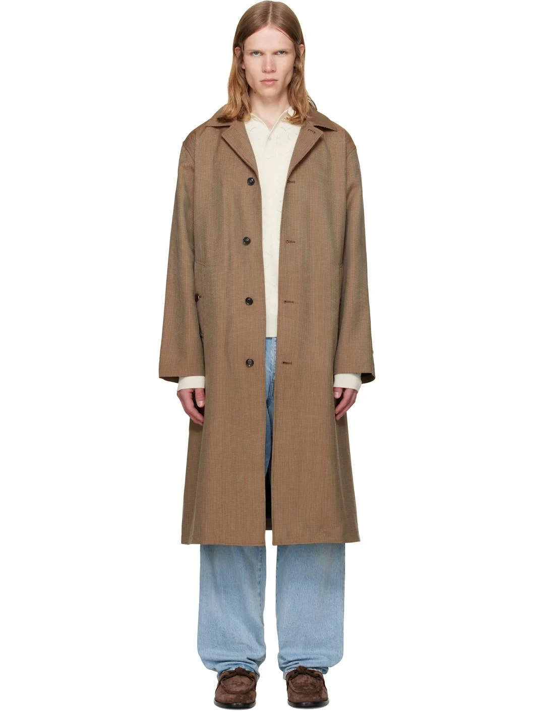Beige Spit Raglan Coat - 1