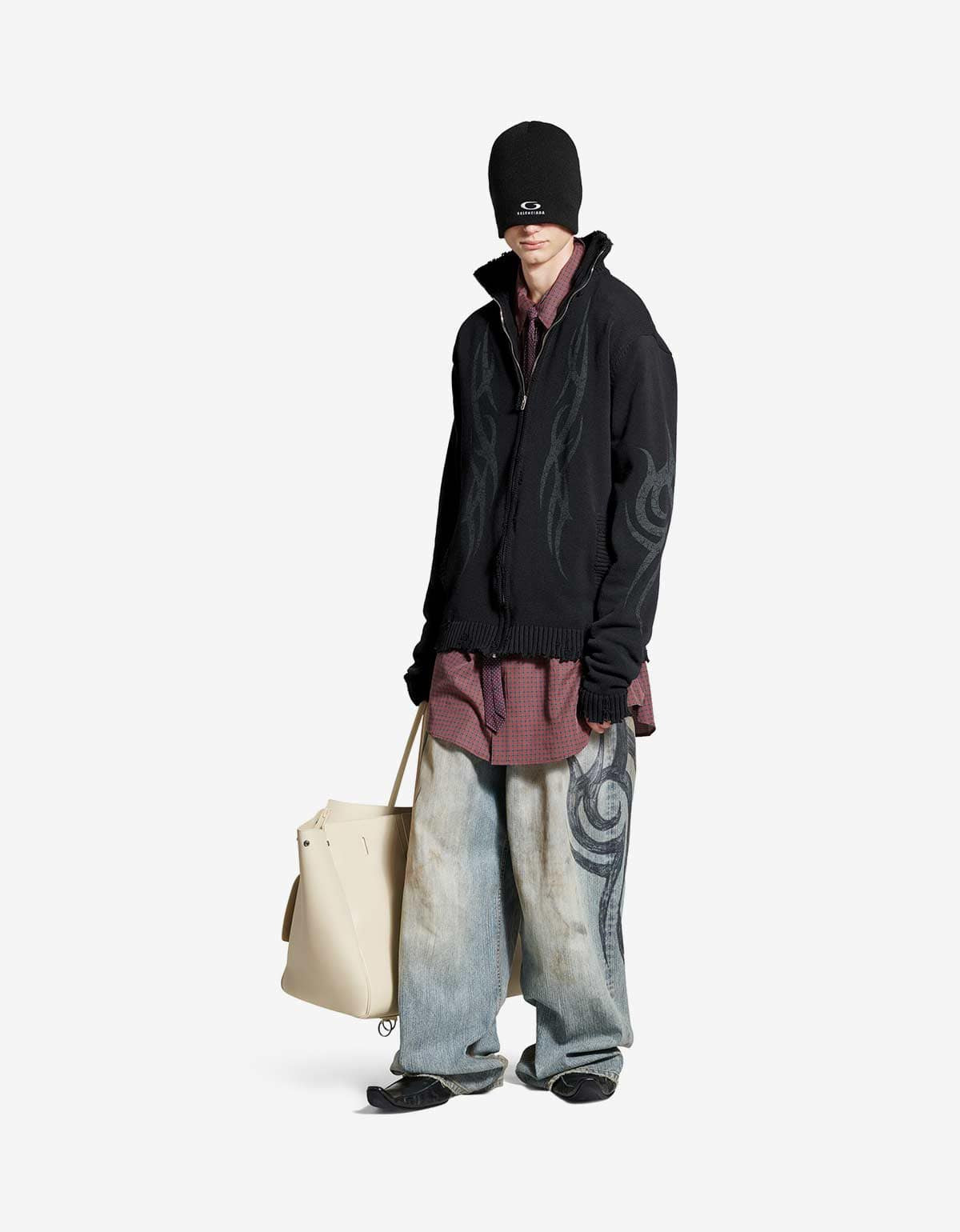 Balenciaga Black Y2K Zip-Up Cardigan - 6