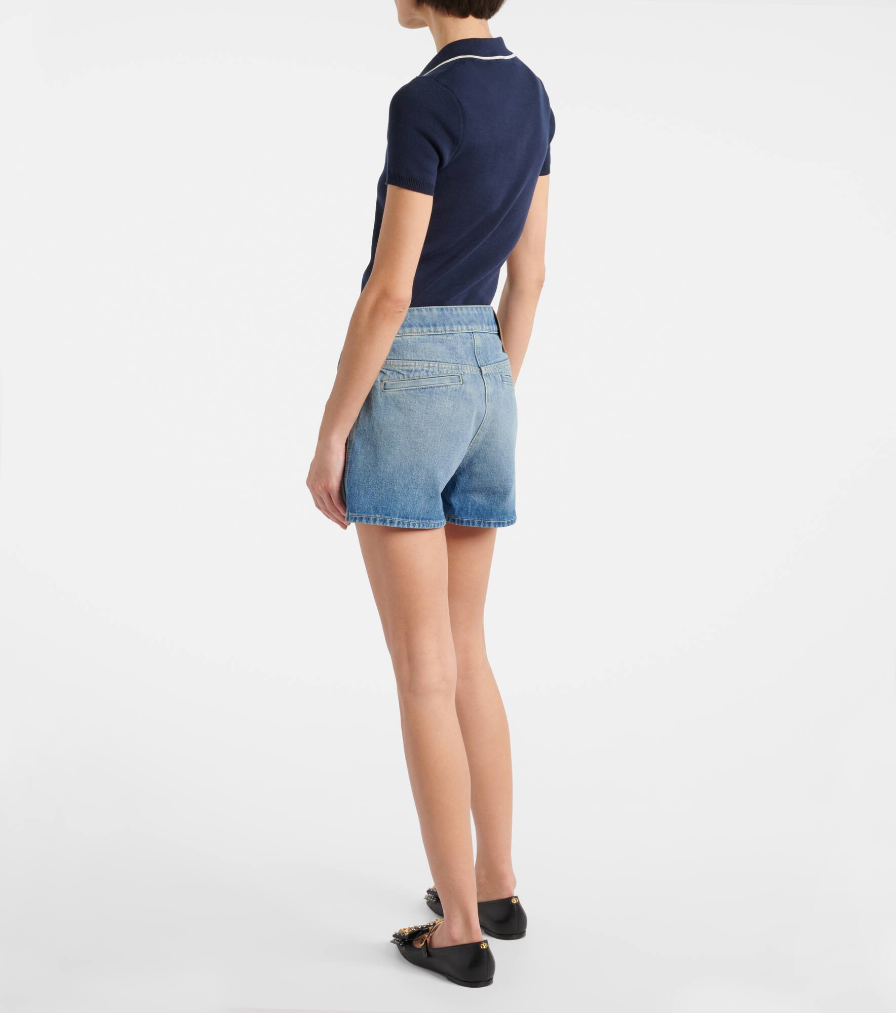 VGold mid-rise denim shorts - 3