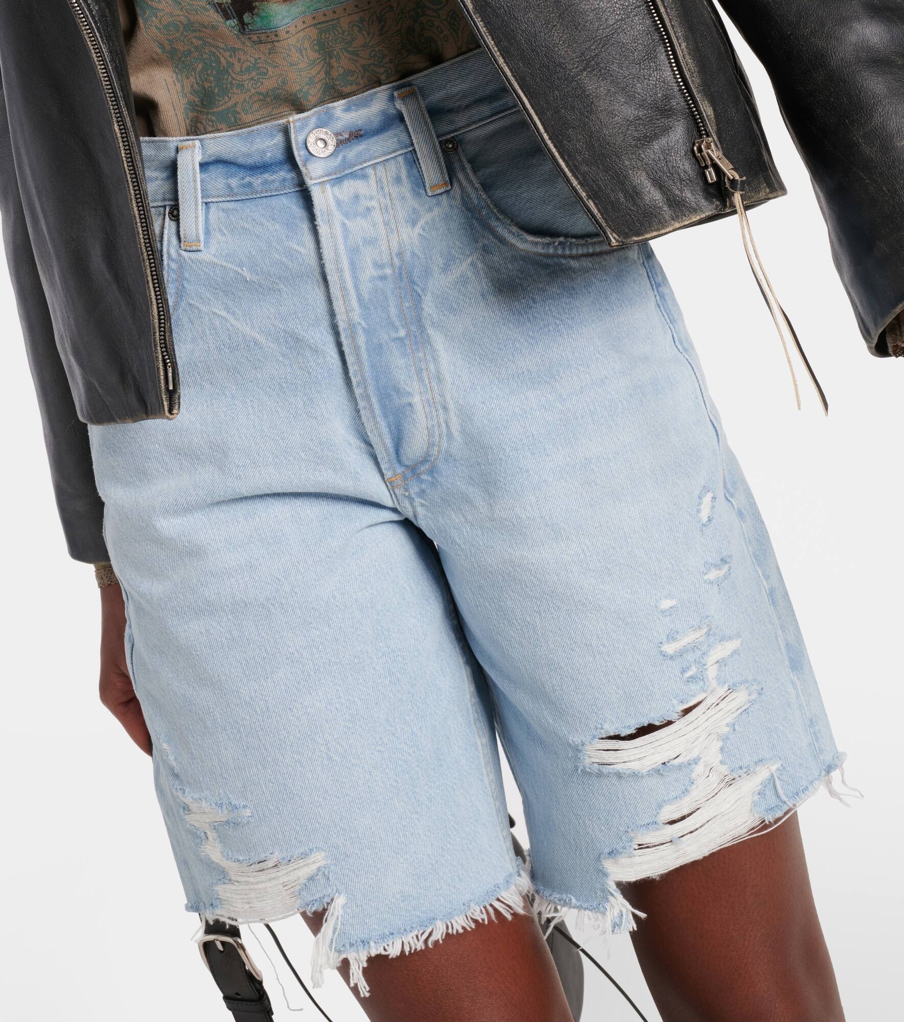 Ayla distressed denim shorts - 4