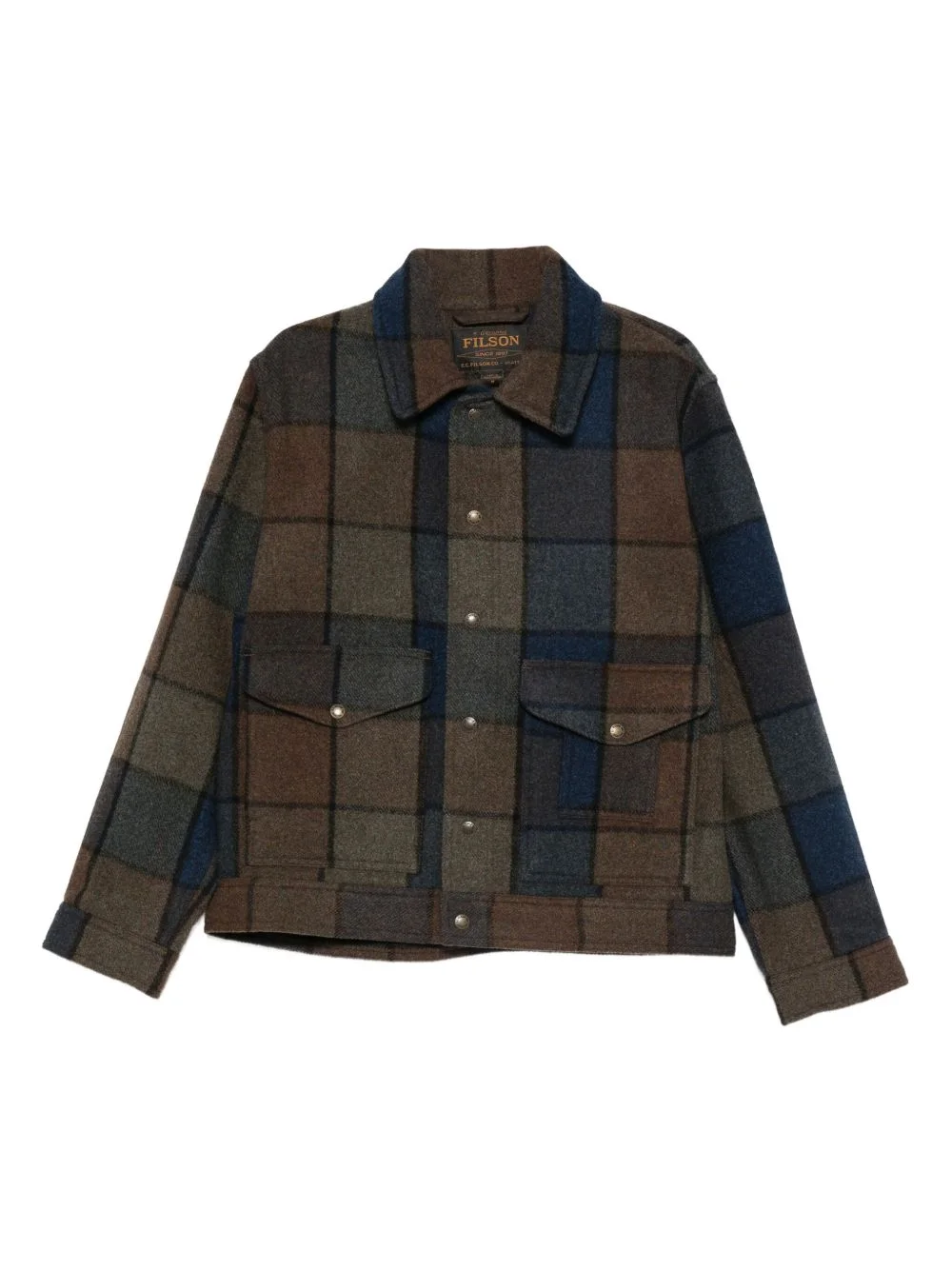 checked wool-blend jacket - 1