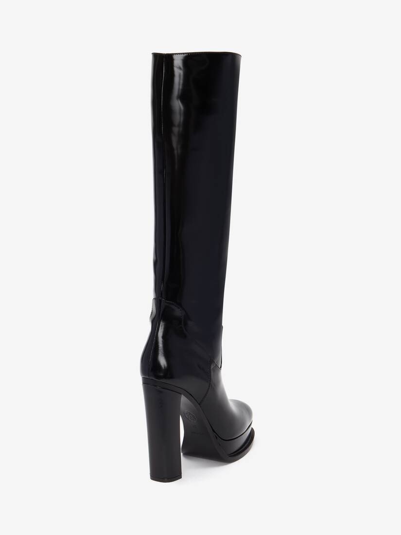 Women's Platform Knee-high Boot in Black - 3