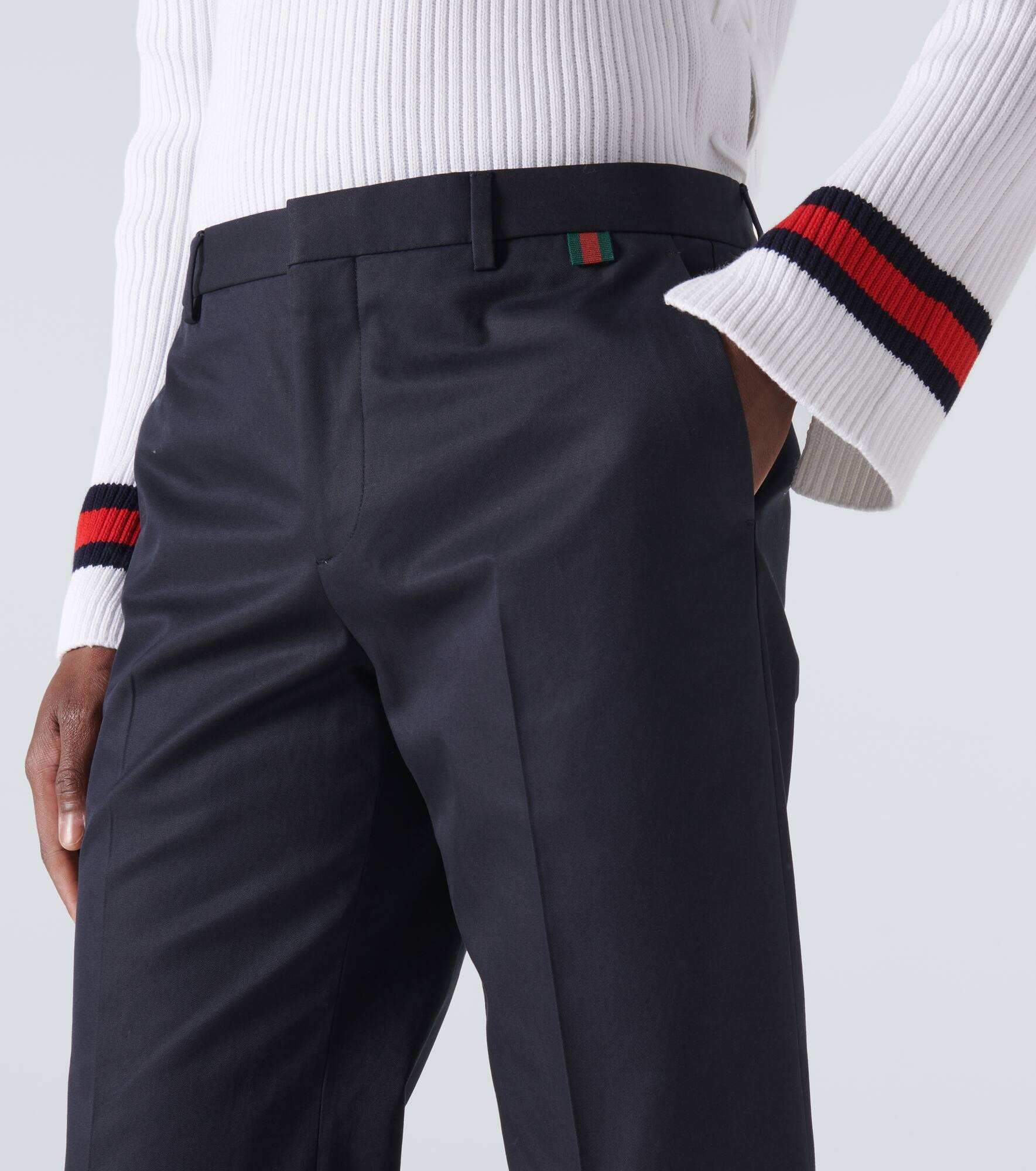 Cotton twill straight pants - 5