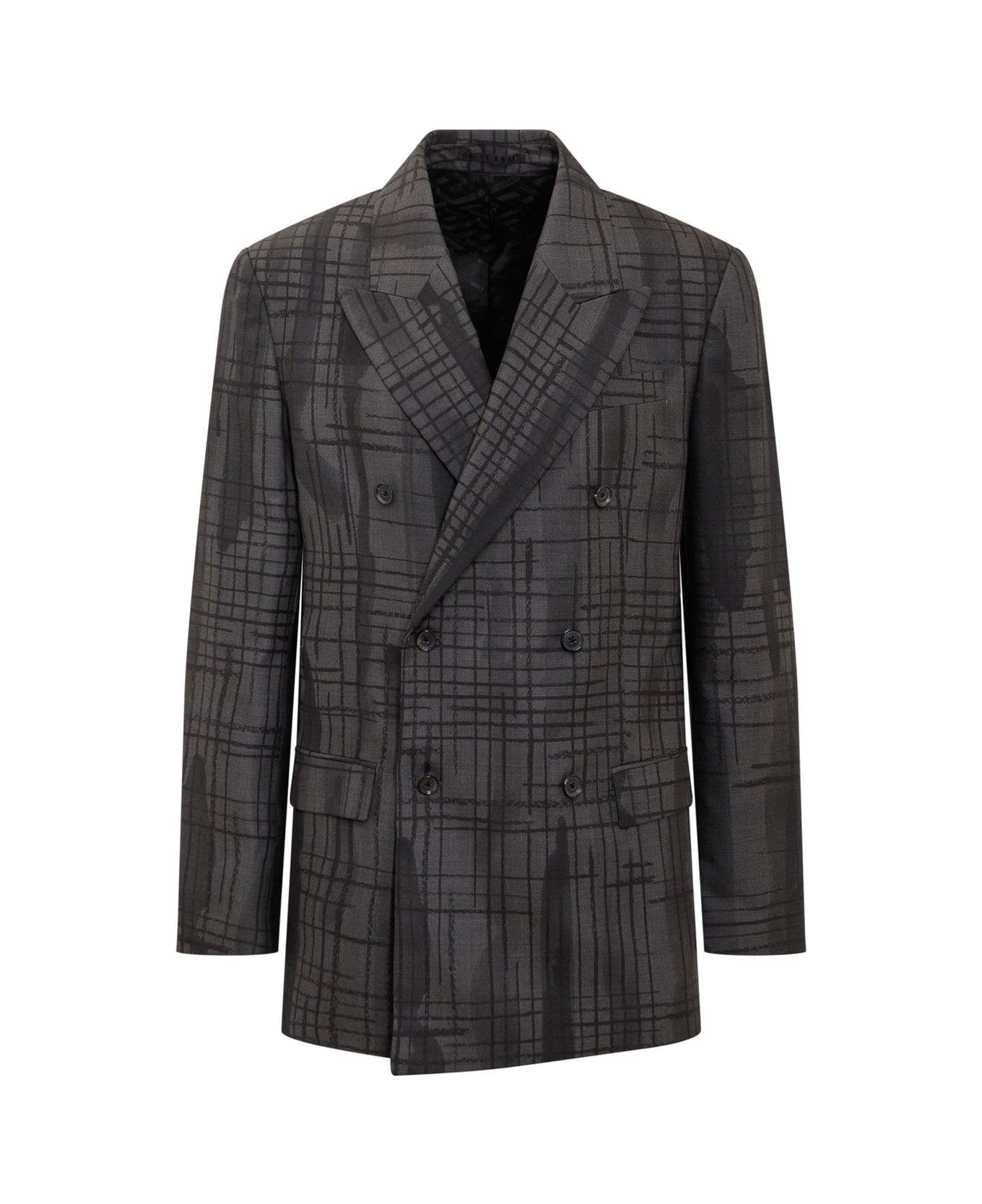 Graffiti-printed Long Sleeved Blazer - 1