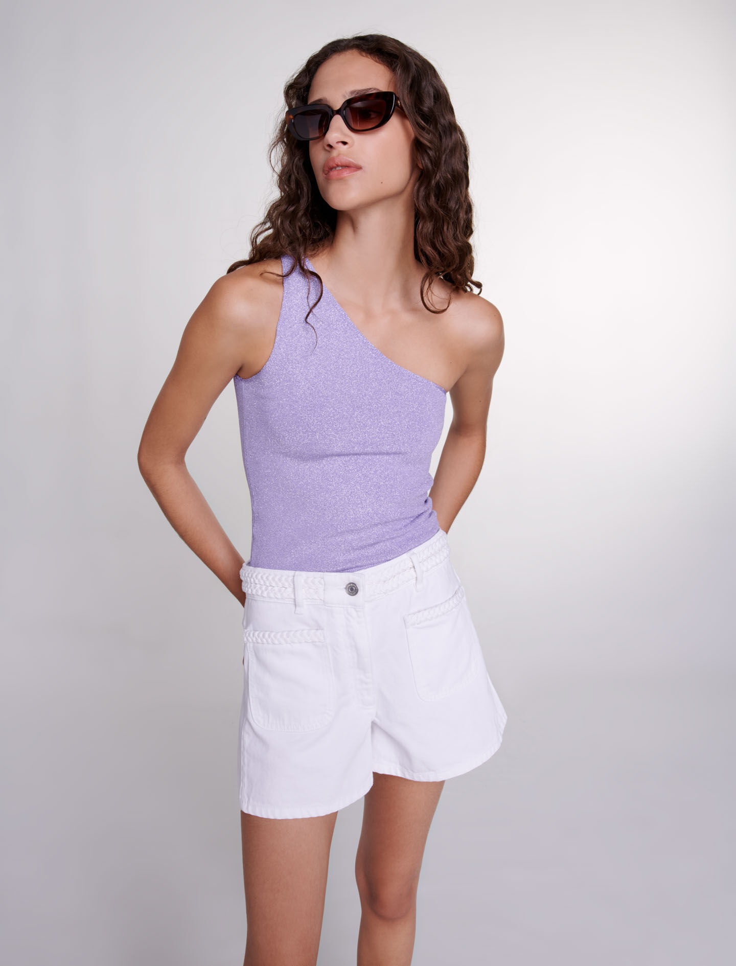 Metallic asymmetrical crop top - 5