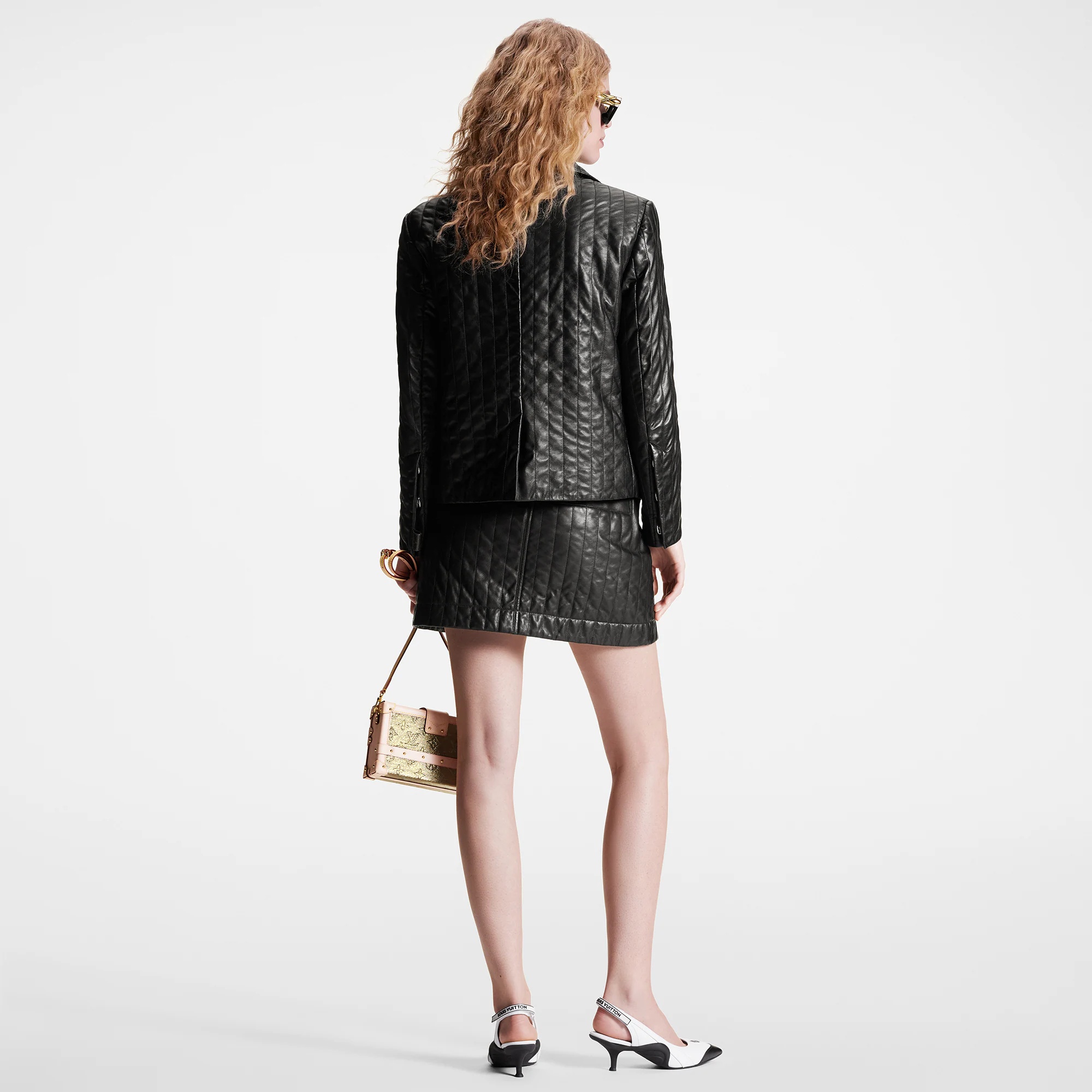 Pinstripe Leather Blazer - 3