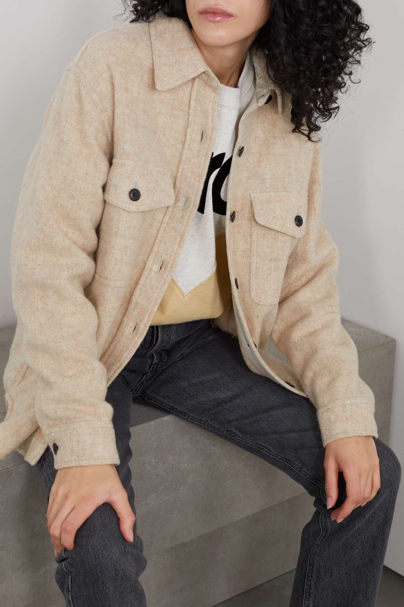 Faxon oversized brushed wool-blend jacket - 3