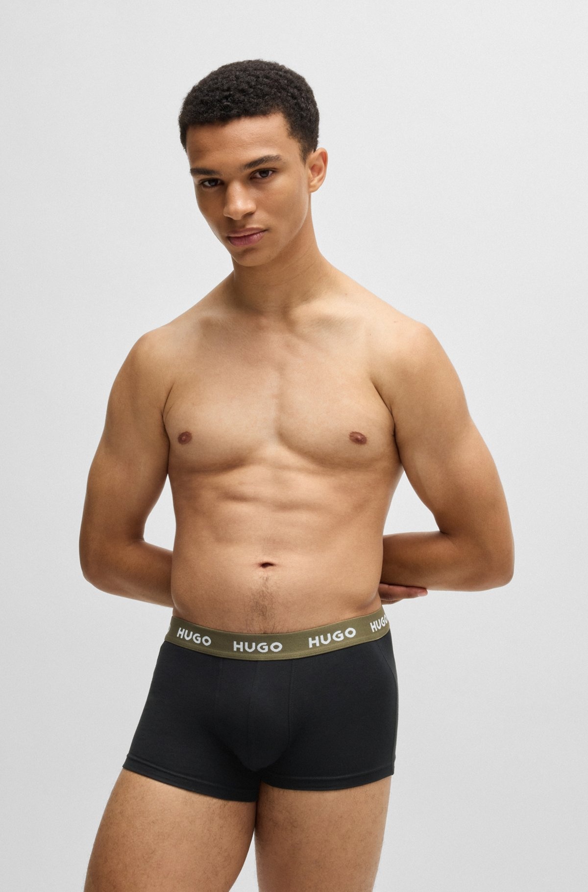 THREE-PACK OF STRETCH-COTTON TRUNKS WITH LOGO WAISTBANDS - 2