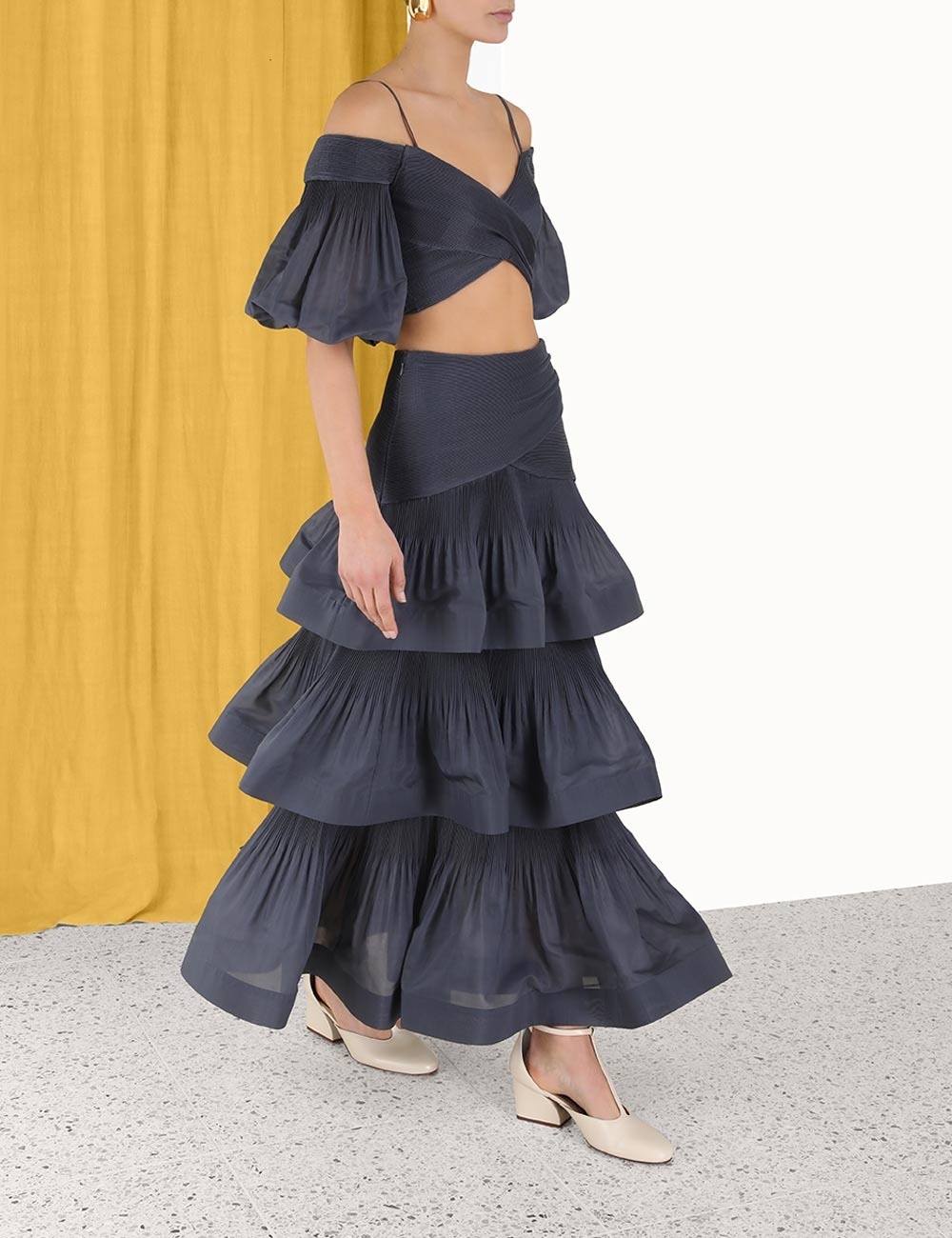 【Zimmermann】PLEATED TIERED SKIRT プリーツ ミディスカート Zimmermann PLEATED TIERED SKIRT | REVERSIBLE