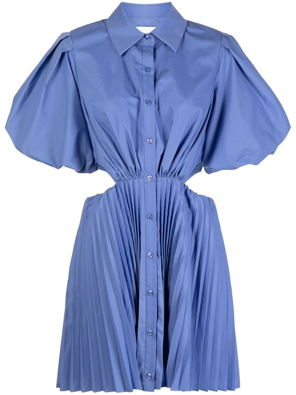 puff-sleeve cut-out shirt dress - 1