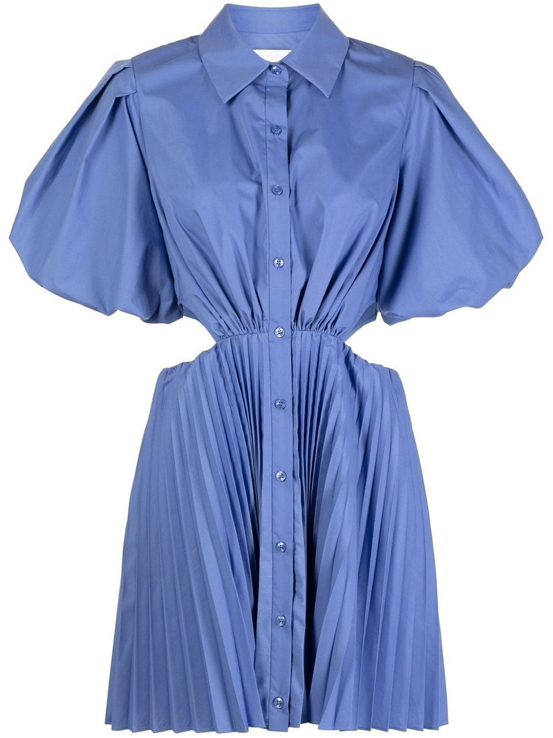 puff-sleeve cut-out shirt dress 1