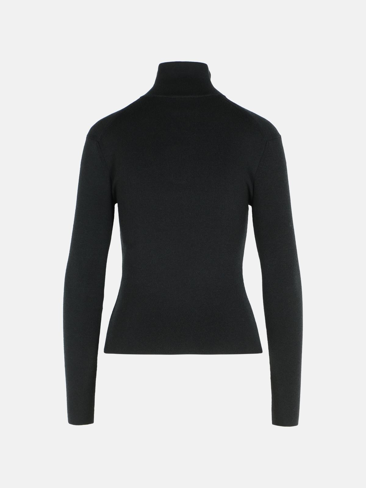 BLACK MERINO WOOL SWEATER - 3