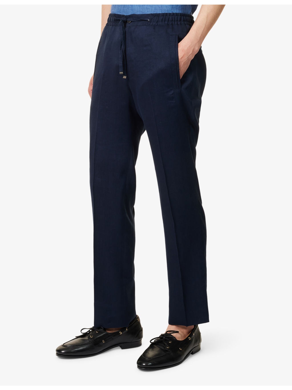 Straight-Leg Drawstring Linen-Blend Trousers - 3