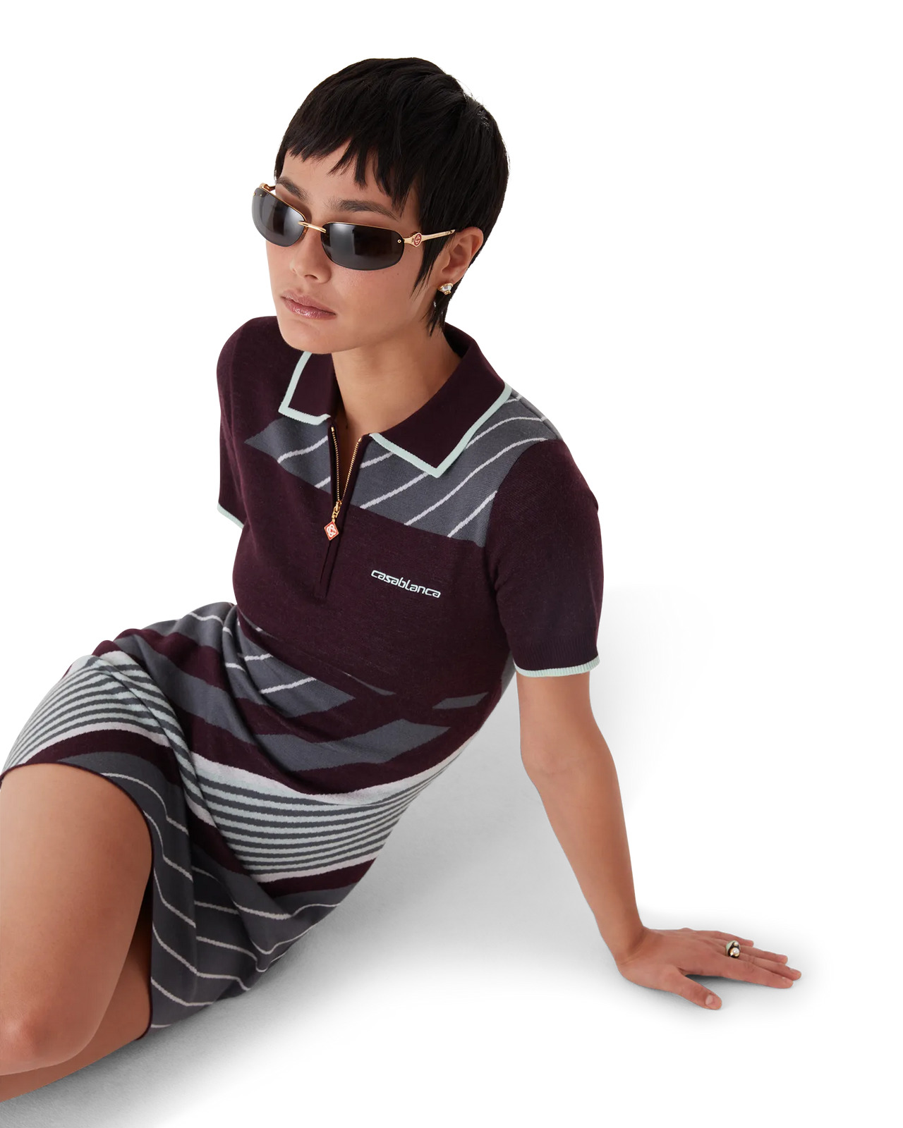 Diagonal Tennis Merino Polo Dress | Casablanca Paris - 5