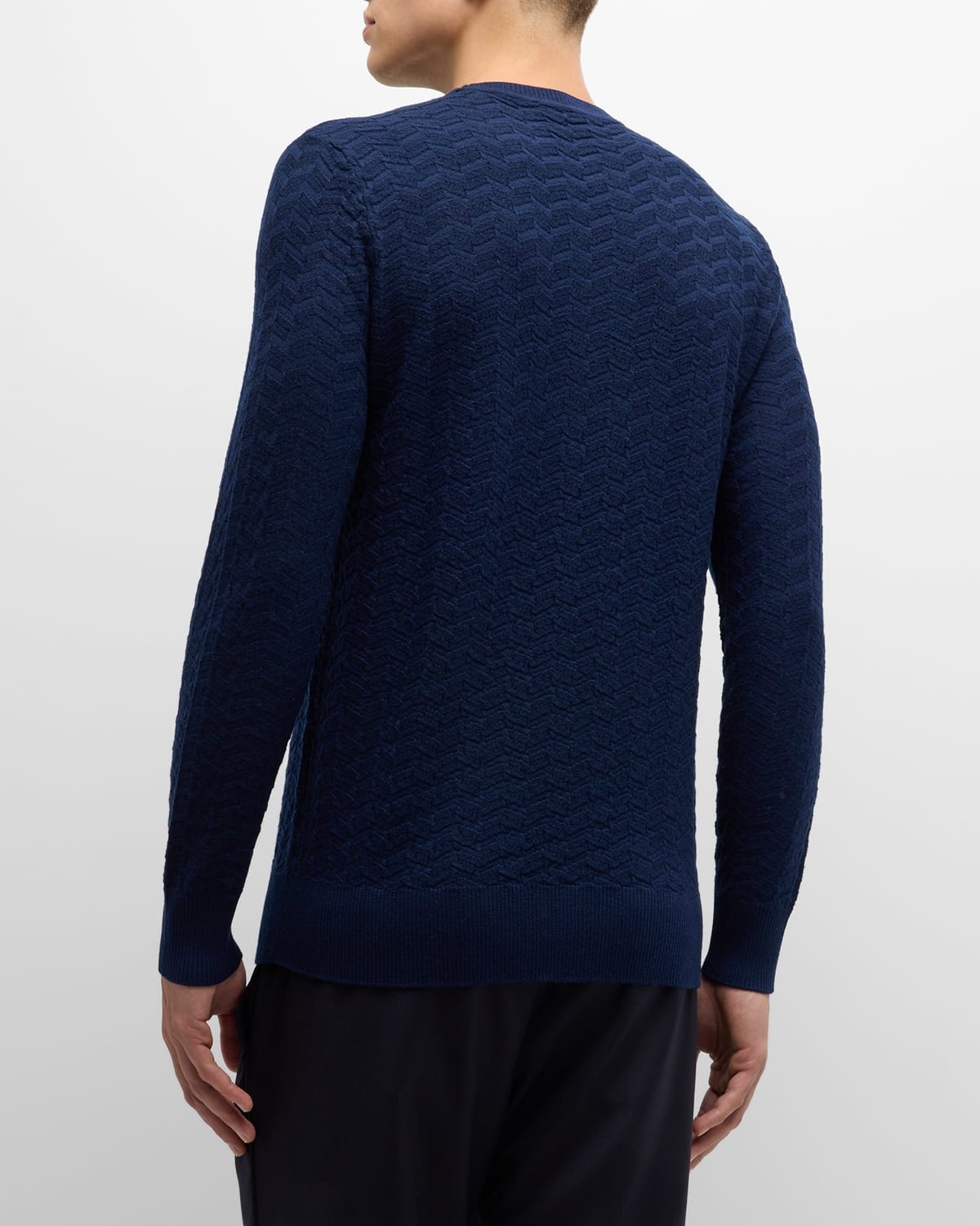 Men's Wool Geometric Knit Crewneck Sweater - 4