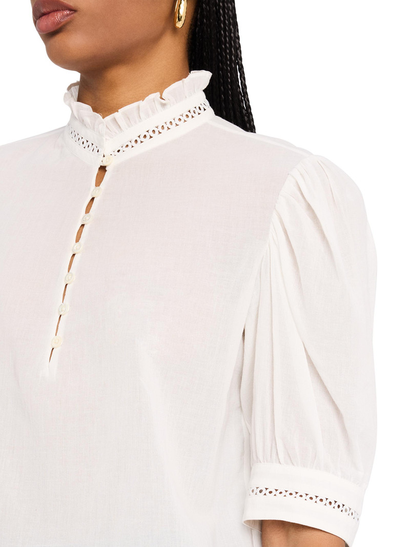 Women's The Ruffle Collar Poplin Top - White 5