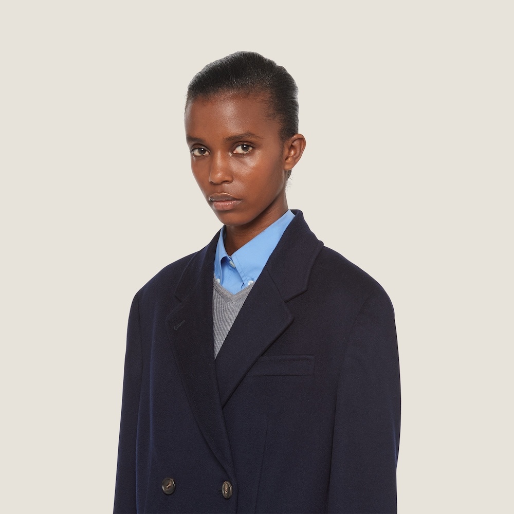 Double-breasted velour coat - 3