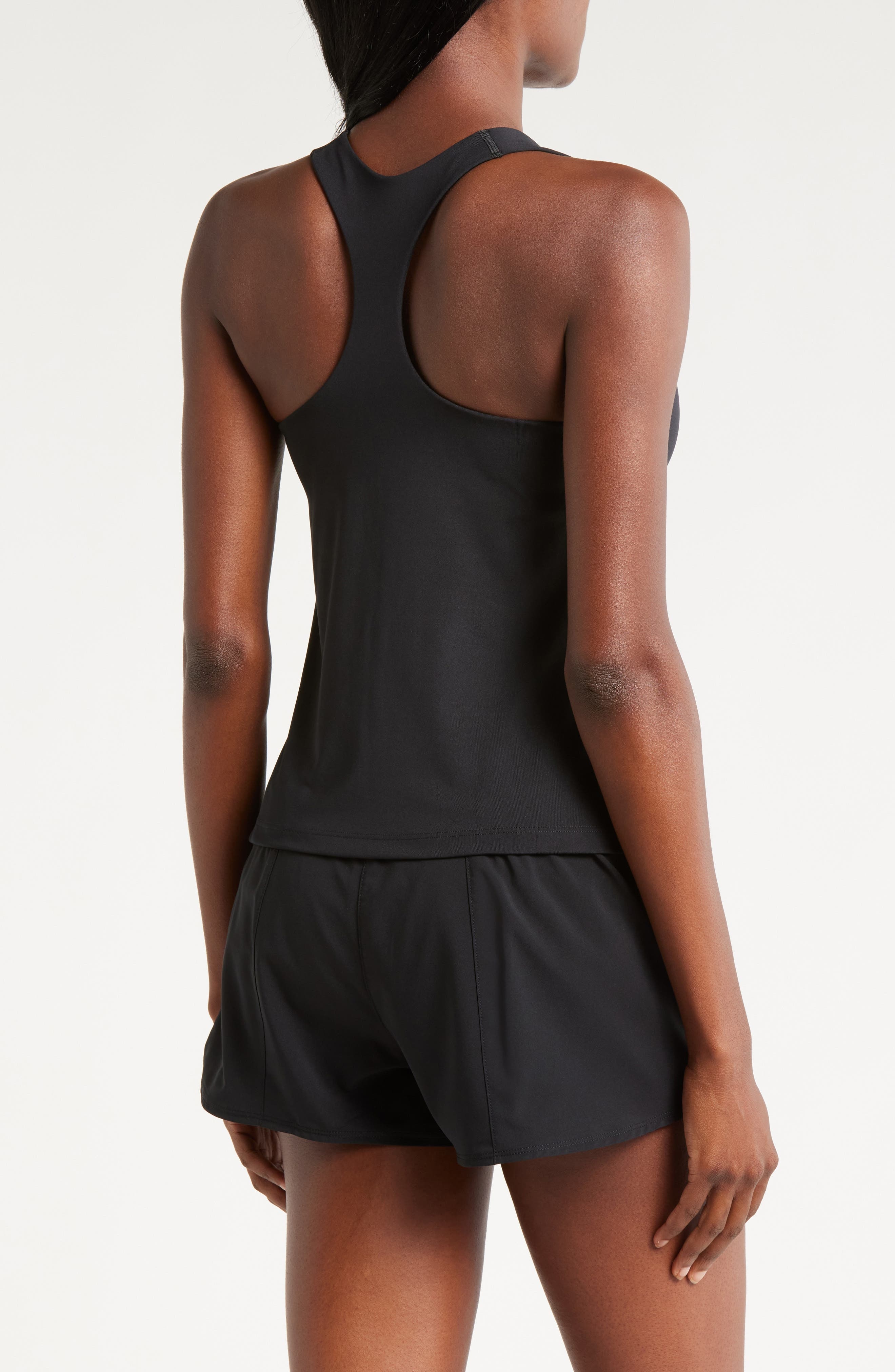 Nike Dri-FIT Swoosh Bra Racerback Tank in Black/Black/White at Nordstrom - 2