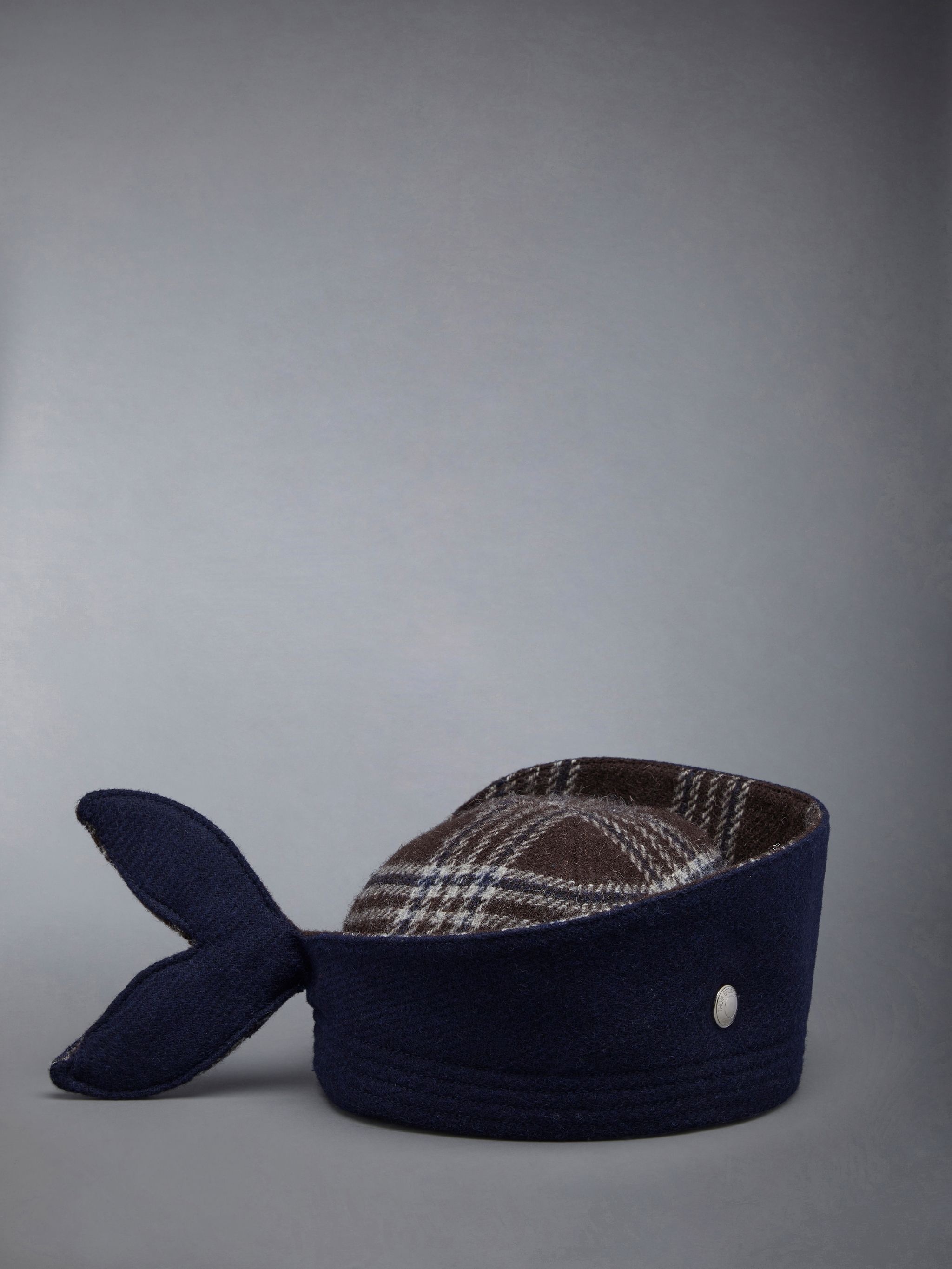 Prince of Wales Check British Wool Turn Back Whale Hat - 2