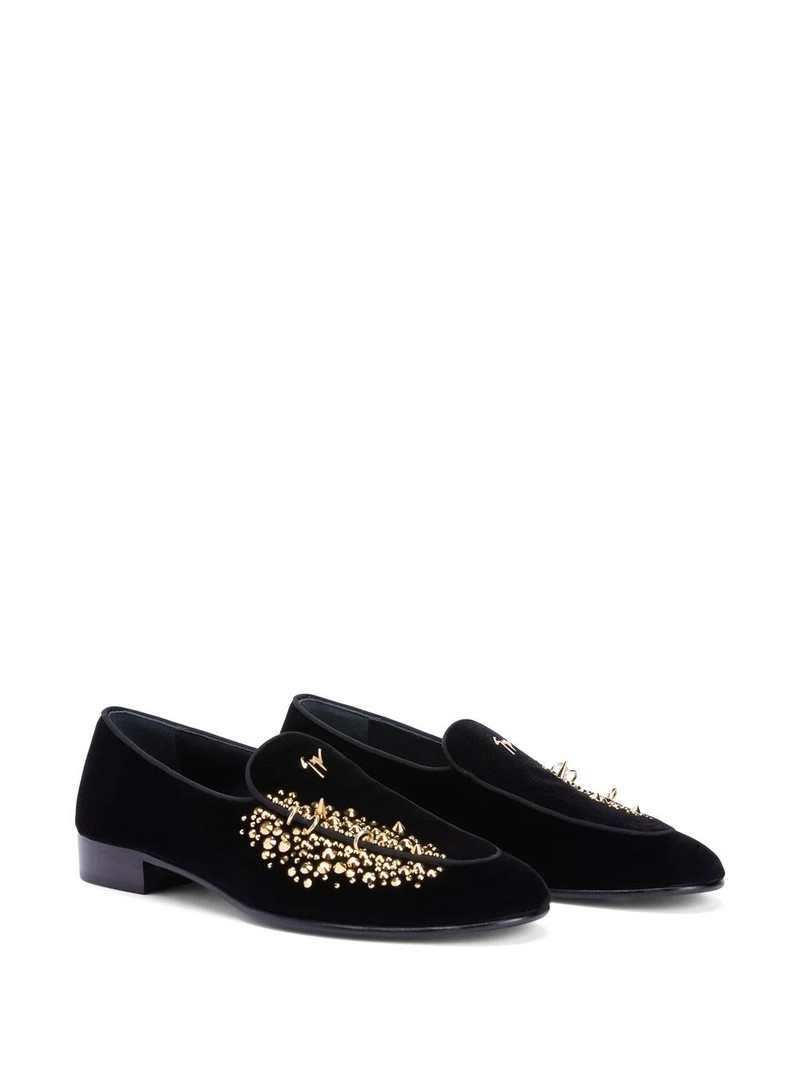 Giuseppe Zanotti Alvaro studded velvet loafers outlook